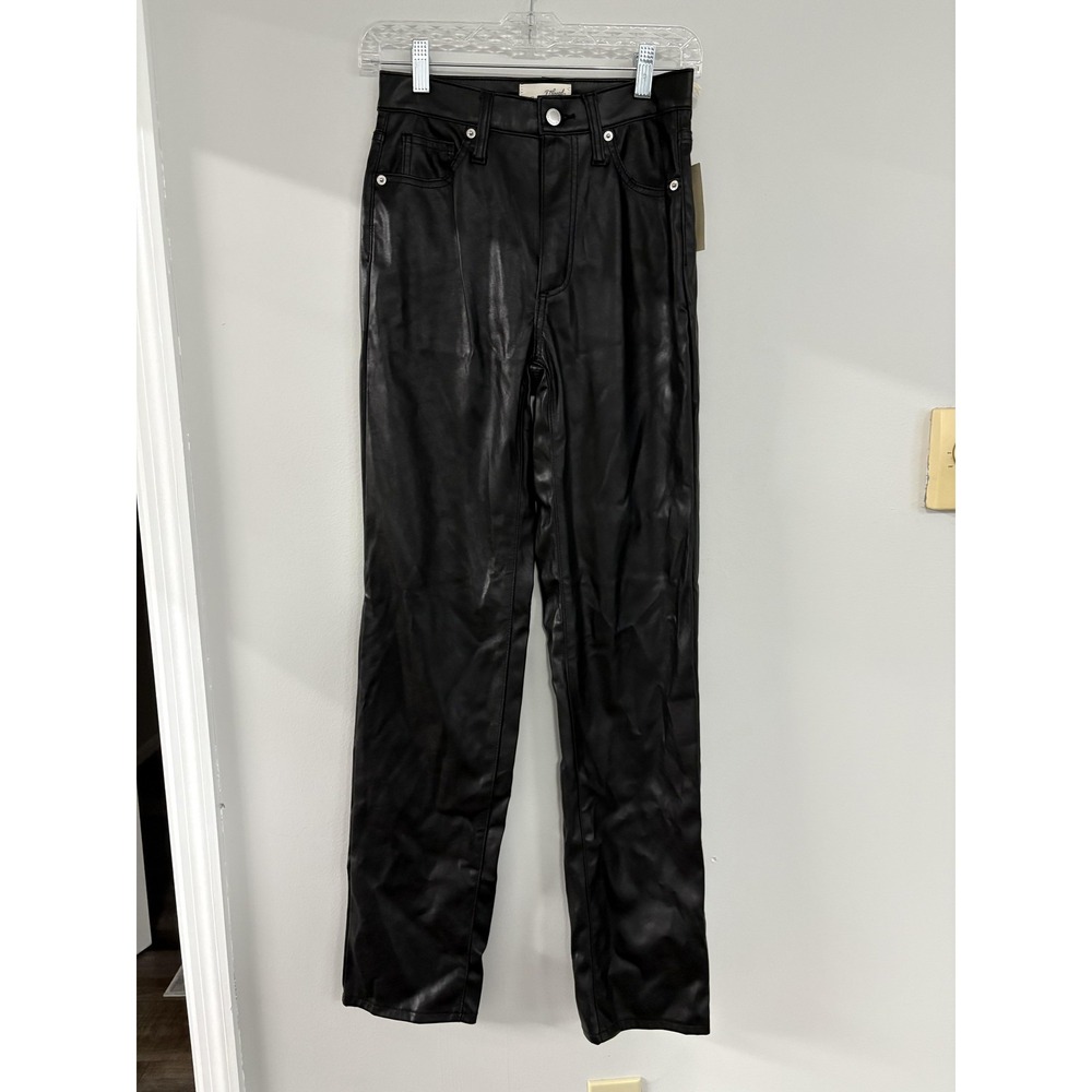 Universal Thread Jeans Womens 2R Black Coated Faux Leather High Rise Straight